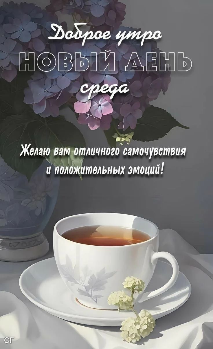 Доброе утро НОВЫЙ ДЕНЬ среда Желаю вам отличного самочувствия и положительных эмоций!