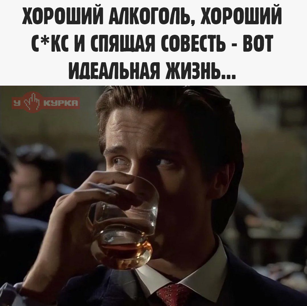 ХОРОШИЙ АЛКОГОЛЬ, ХОРОШИЙ С*КС И СПЯЩАЯ СОВЕСТЬ - ВОТ ИДЕАЛЬНАЯ ЖИЗНЬ...