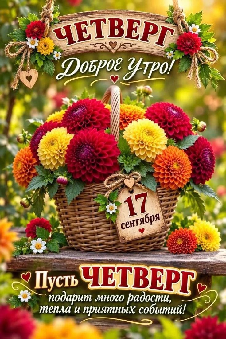 ЧЕТВЕРГ Доброе Утро! 17 сентября Пусть ЧЕТВЕРГ подарит много радости, тепла и приятных событий!