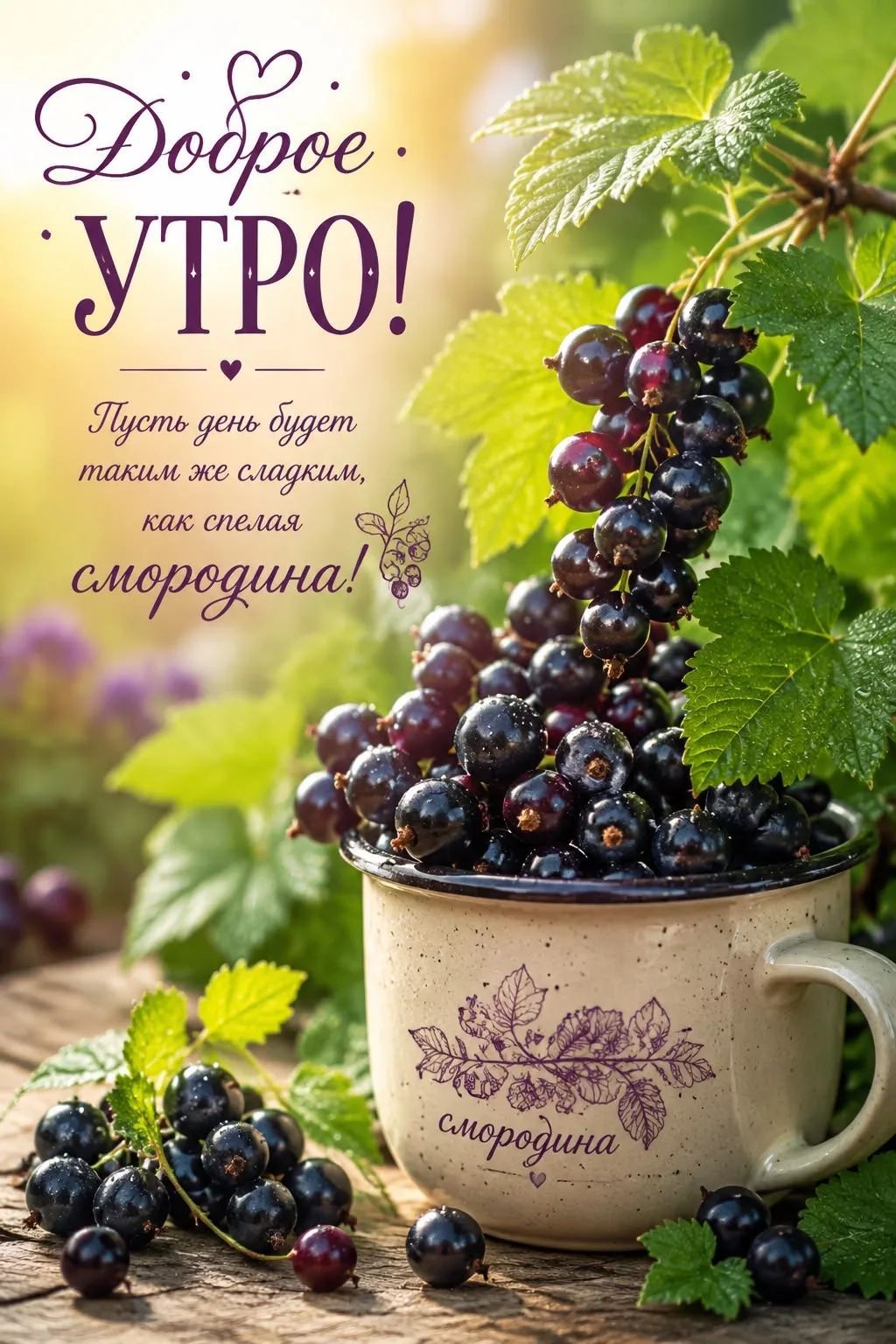 Доброе УТРО! Пусть день будет таким же сладким, как спелая смородина! смородина