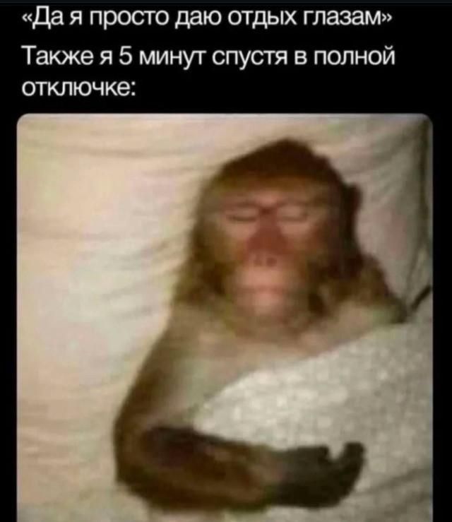 «Да я просто даю отдых глазам» Также я 5 минут спустя в полной отключке: