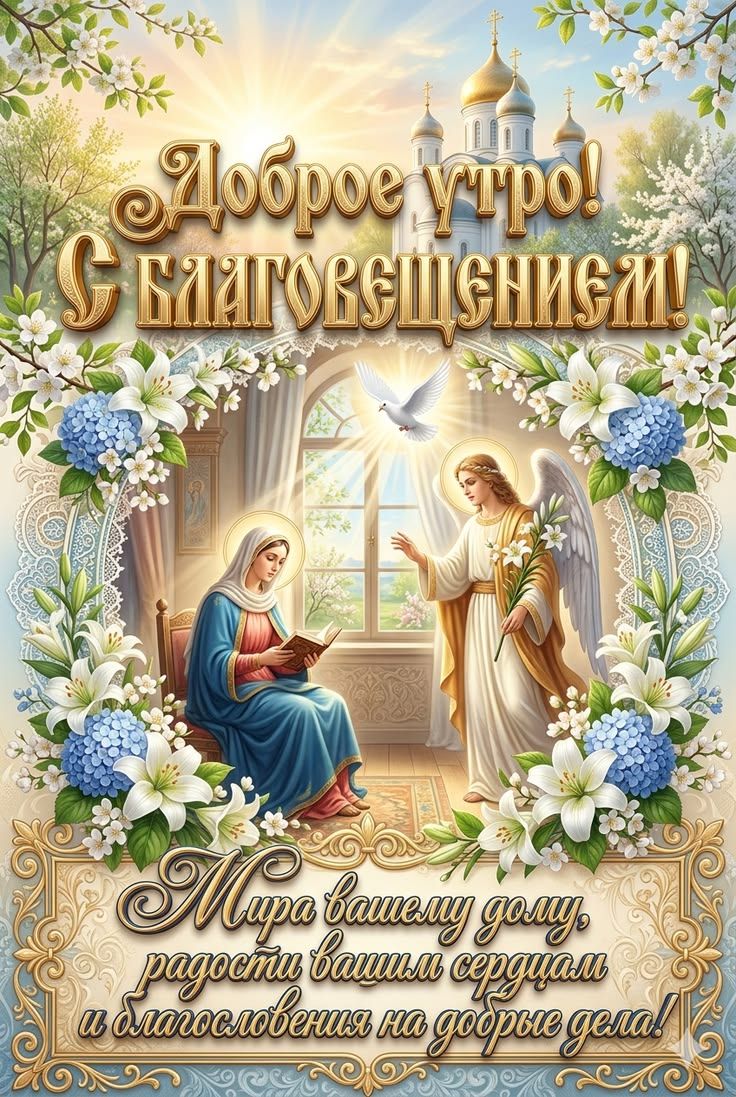 Доброе утро! С Благовещением! Мира вашему дому, радости вашим сердцам и благословения на добрые дела!