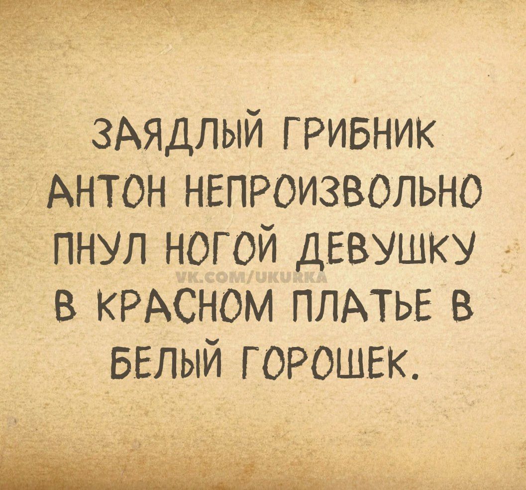 ЗАЯДЛЫЙ ГРИБНИК АНТОН НЕПРОИЗВОЛЬНО ПНУЛ НОГОЙ ДЕВУШКУ В КРАСНОМ ПЛАТЬЕ В БЕЛЫЙ ГОРОШЕК.