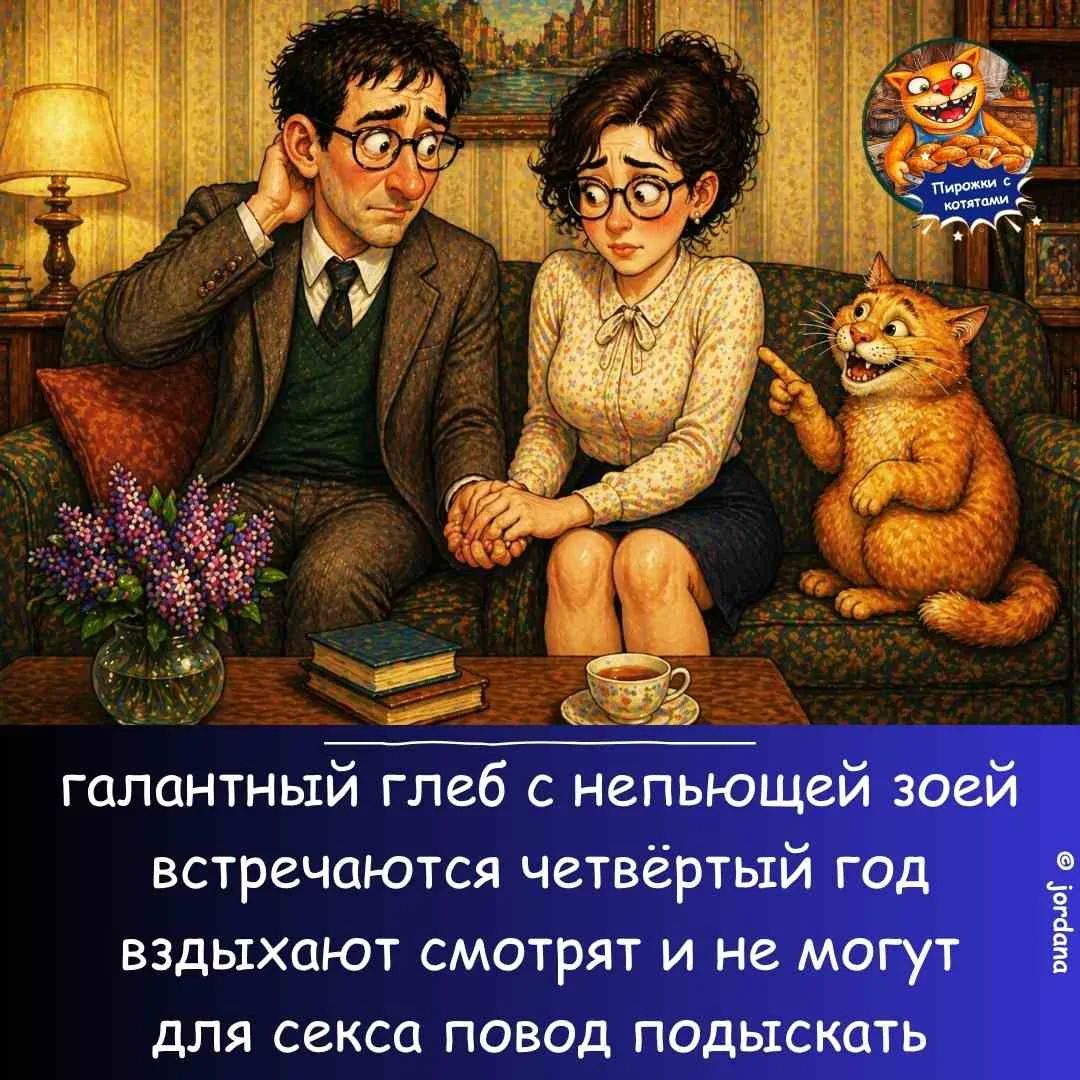 Пирожки с котятами. Галантный Глеб с непьющей Зоей встречаются четвёртый год, вздыхают, смотрят и не могут для секса повод подыскать.