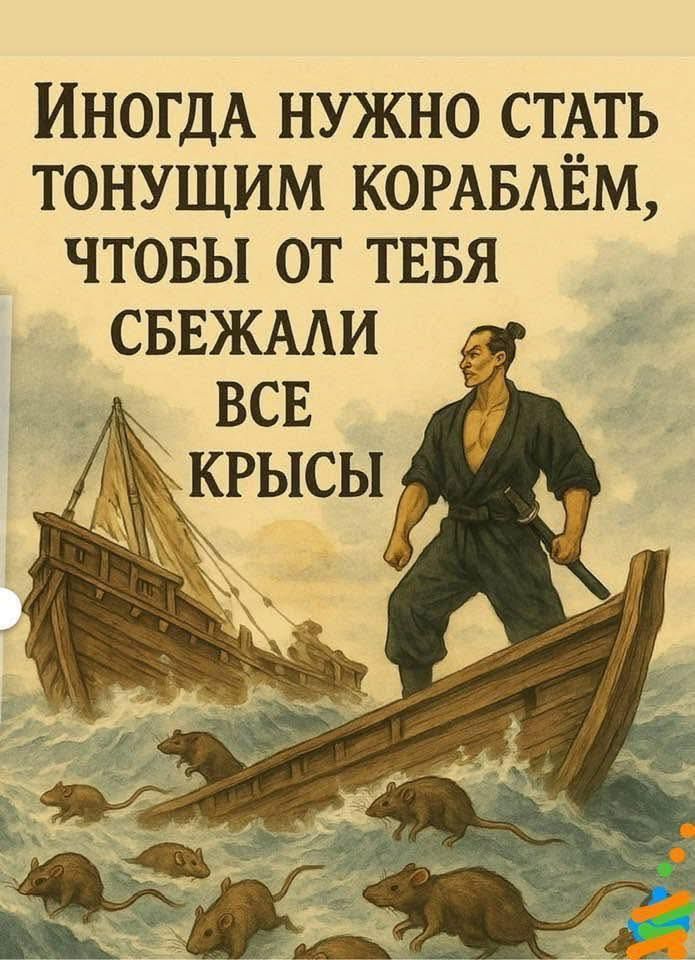 ИНОГДА НУЖНО СТАТЬ ТОНУЩИМ КОРАБЛЁМ, ЧТОБЫ ОТ ТЕБЯ СБЕЖАЛИ ВСЕ КРЫСЫ