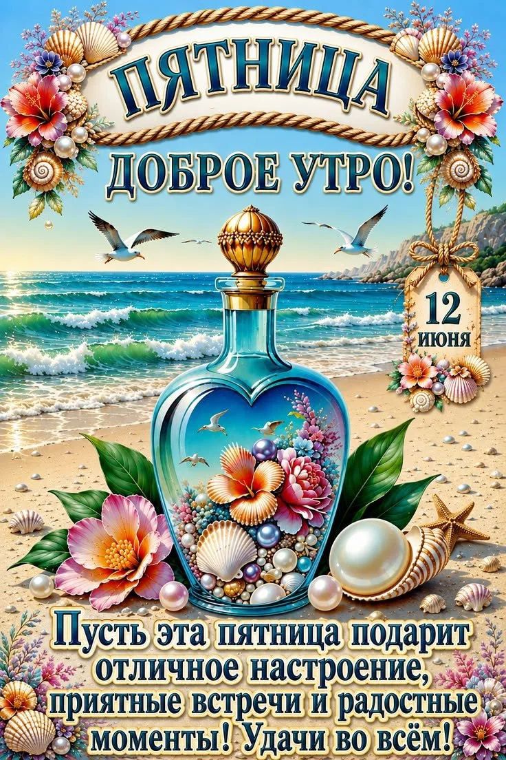 ПЯТНИЦА ДОБРОЕ УТРО! 12 ИЮНЯ Пусть эта пятница подарит отличное настроение, приятные встречи и радостные моменты! Удачи во всём!