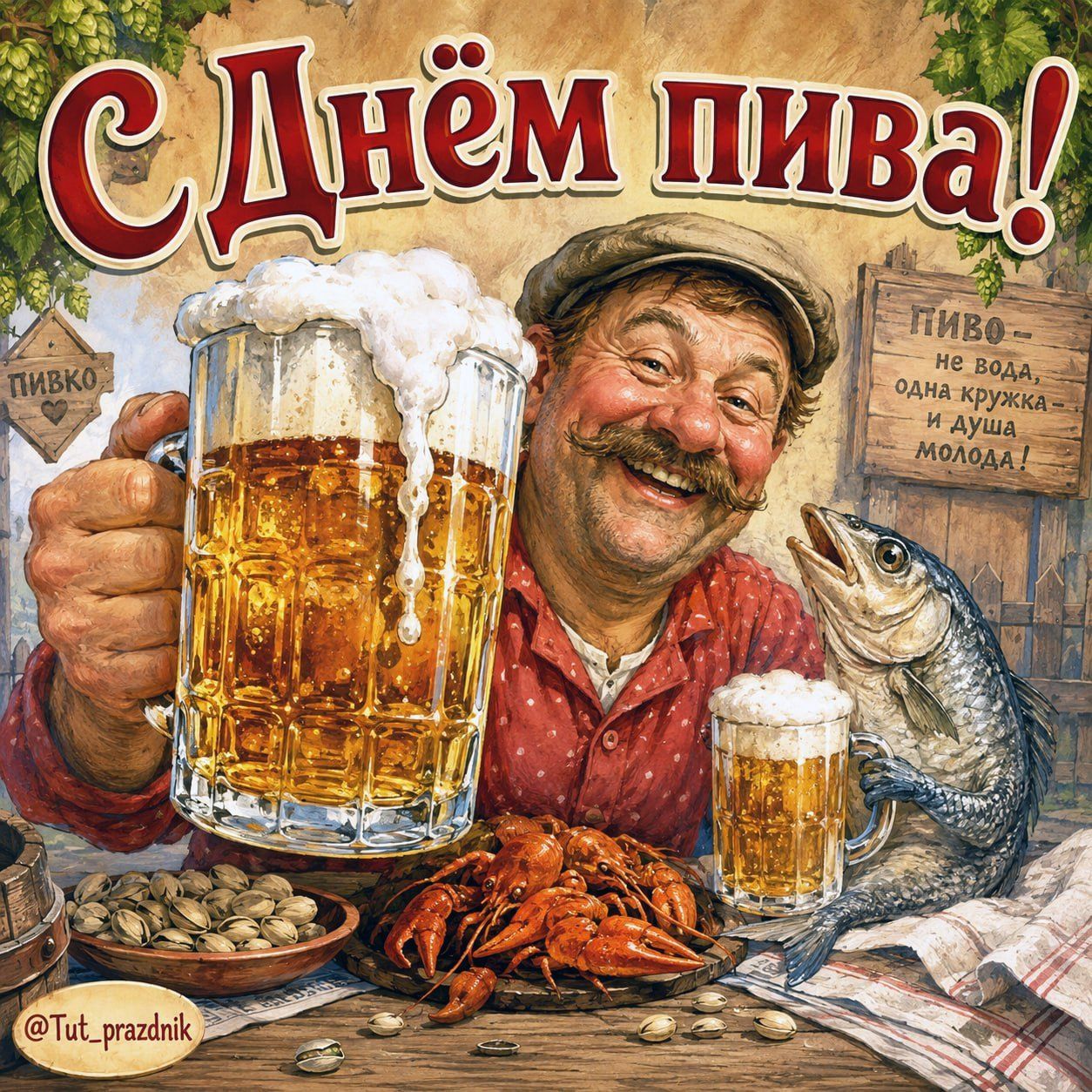 С Днём пива! ПИВКО ПИВО - не вода, одна кружка - и душа молода! @Tut_prazdnik