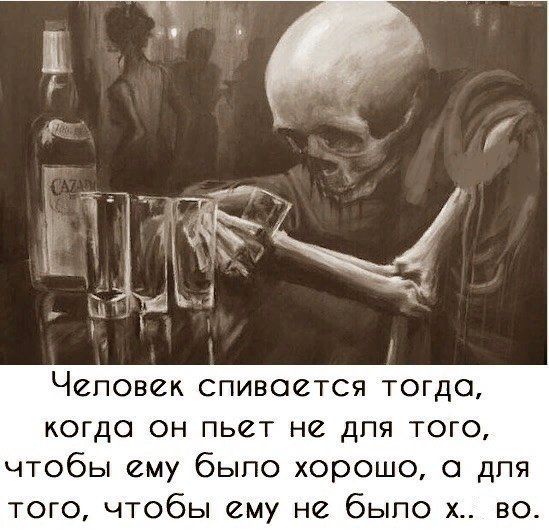 Человек спивается тогда, когда он пьет не для того, чтобы ему было хорошо, а для того, чтобы ему не было х.. во.