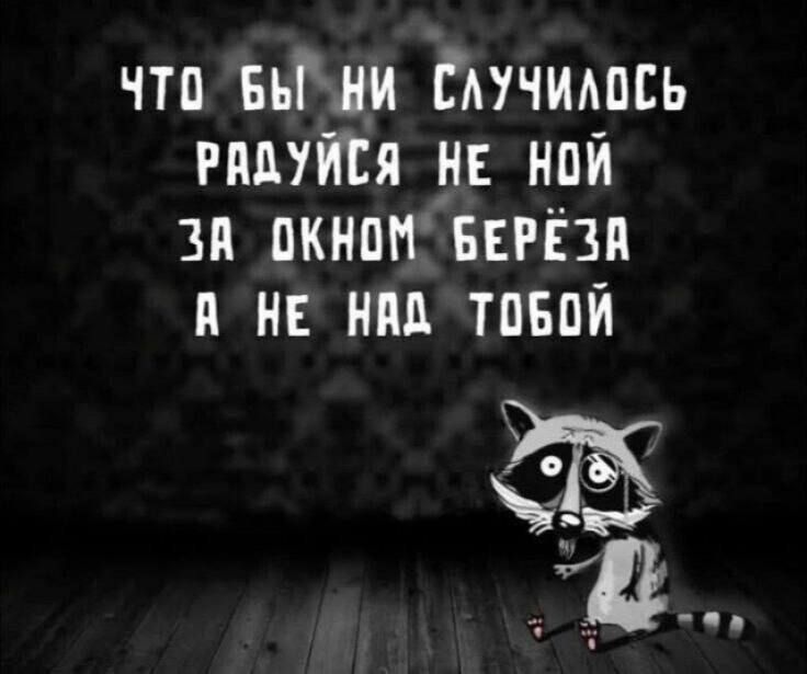 Что бы ни случилось, радуйся, не ной. За окном берёза, а не над тобой.