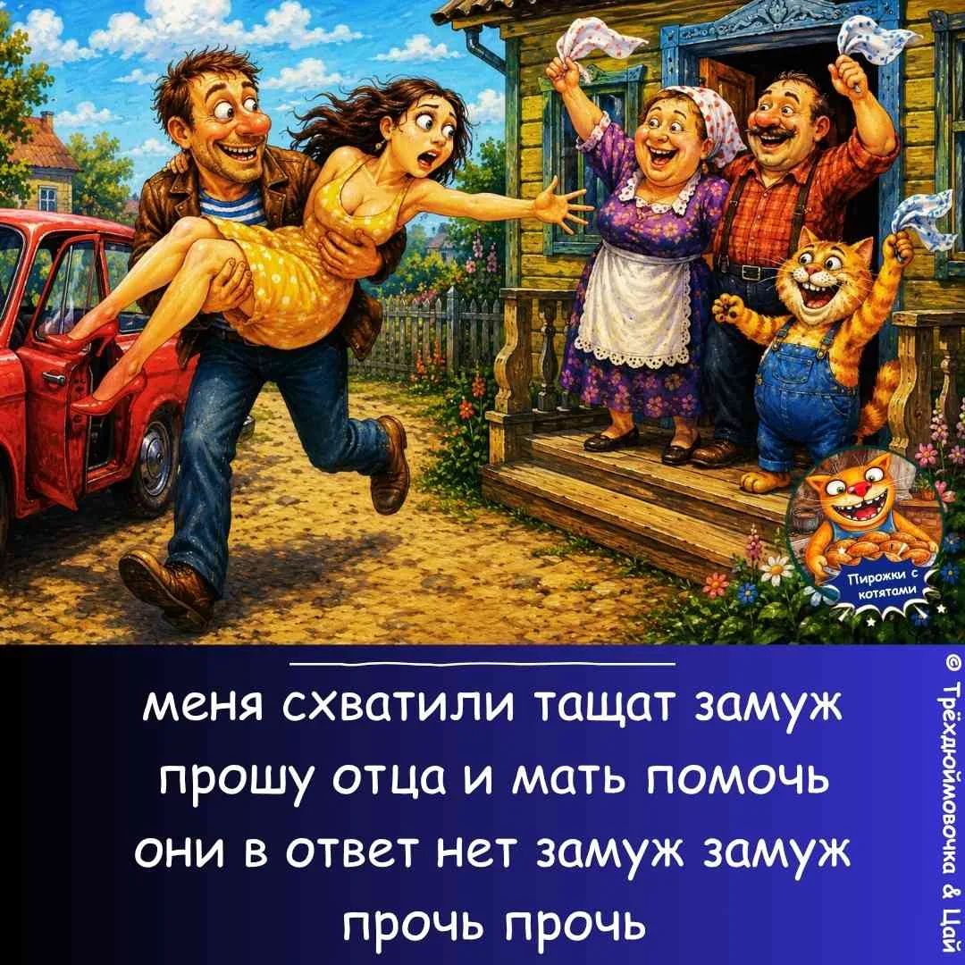 меня схватили тащат замуж прошу отца и мать помочь они в ответ нет замуж замуж прочь прочь Пирожки с котятами