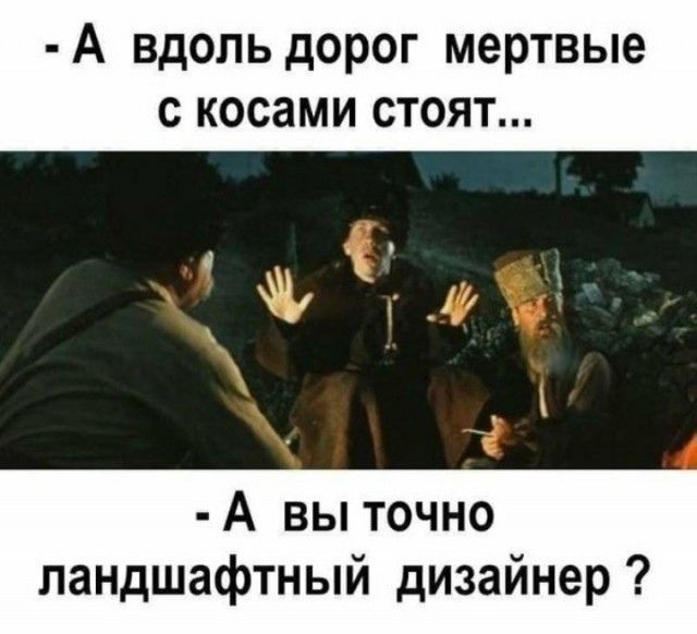 А вдоль дорог мертвые с косами стоят... А вы точно ландшафтный дизайнер?