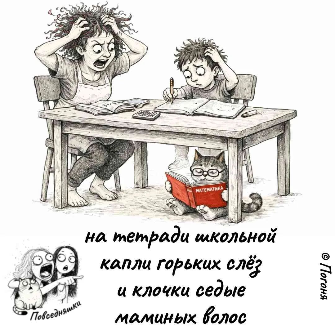 МАТЕМАТИКА на тетради школьной капли горьких слёз и клочки седые маминых волос Повседневняшки © Погоня