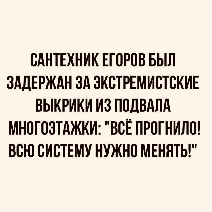 САНТЕХНИК ЕГОРОВ БЫЛ ЗАДЕРЖАН ЗА ЭКСТРЕМИСТСКИЕ ВЫКРИКИ ИЗ ПОДВАЛА МНОГОЭТАЖКИ: 