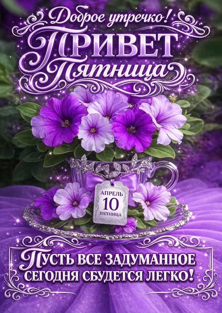 Доброе утречко! Привет Пятница АПРЕЛЬ 10 ПЯТНИЦА Пусть все задуманное сегодня сбудется легко!