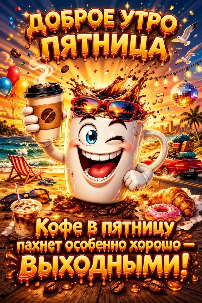 ДОБРОЕ УТРО ПЯТНИЦА Кофе в пятницу пахнет особенно хорошо — ВЫХОДНЫМИ!
