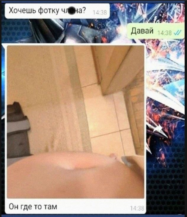 Хочешь фотку члена? Давай. Он где то там