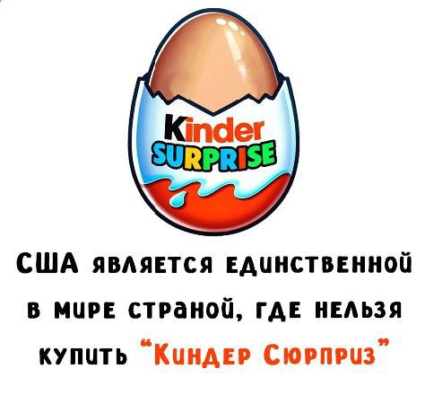 Kinder Surprise. США является единственной в мире страной, где нельзя купить 