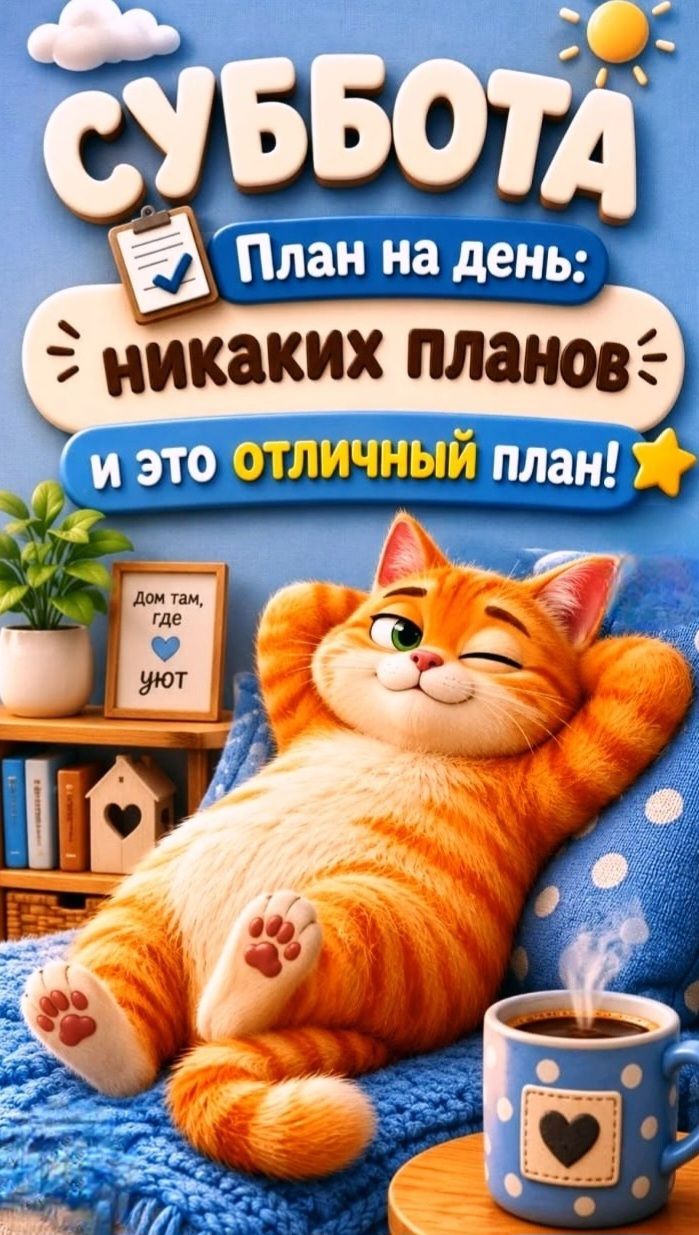 Суббота План на день: никаких планов и это отличный план! Дом там, где уют
