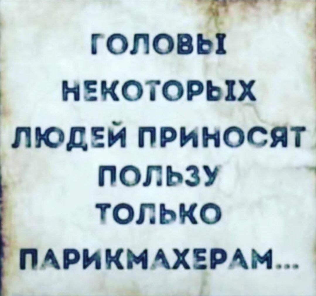 ГОЛОВЫ НЕКОТОРЫХ ЛЮДЕЙ ПРИНОСЯТ ПОЛЬЗУ ТОЛЬКО ПАРИКМАХЕРАМ...