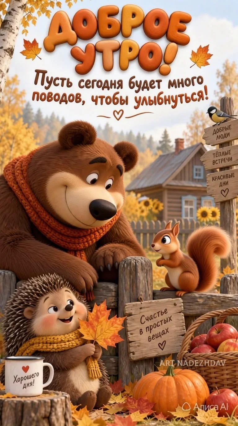 ДОБРОЕ УТРО! Пусть сегодня будет много поводов, чтобы улыбнуться! Счастье в простых вещах. Добрые люди, тёплые встречи, красивые дни. Хорошего дня!