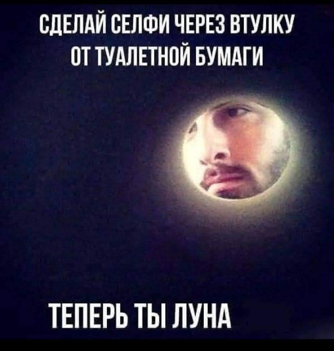 Сделай селфи через втулку от туалетной бумаги. Теперь ты луна