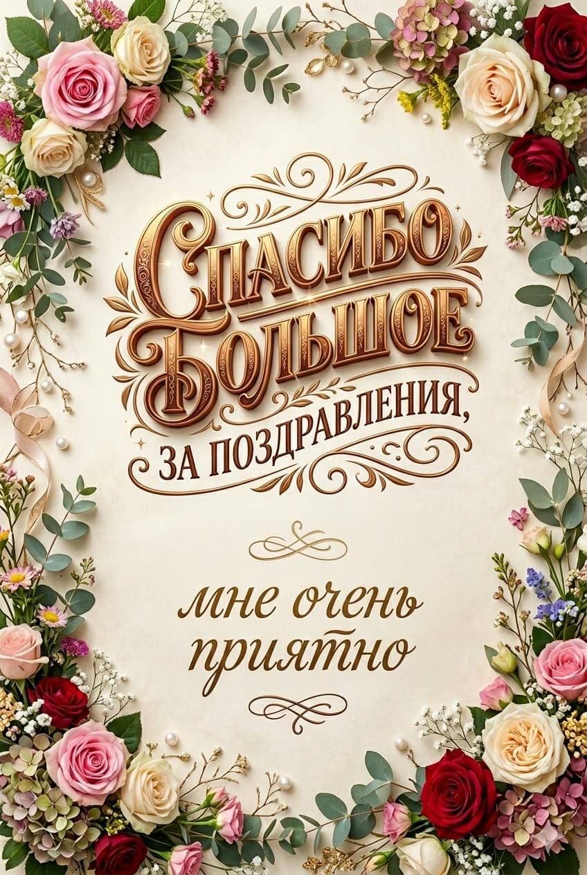 Спасибо большое за поздравления, мне очень приятно