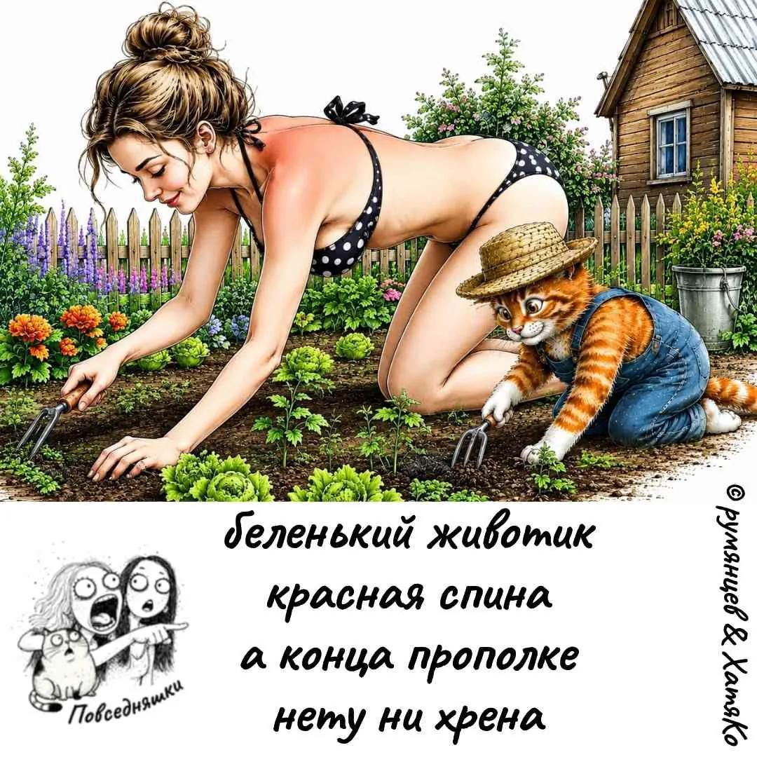 Беленький животик красная спина а конца прополке нету ни хрена