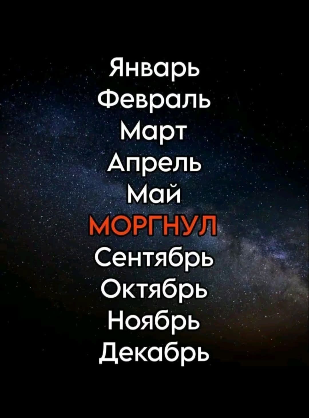 Январь Февраль Март Апрель Май МОРГНУЛ Сентябрь Октябрь Ноябрь Декабрь