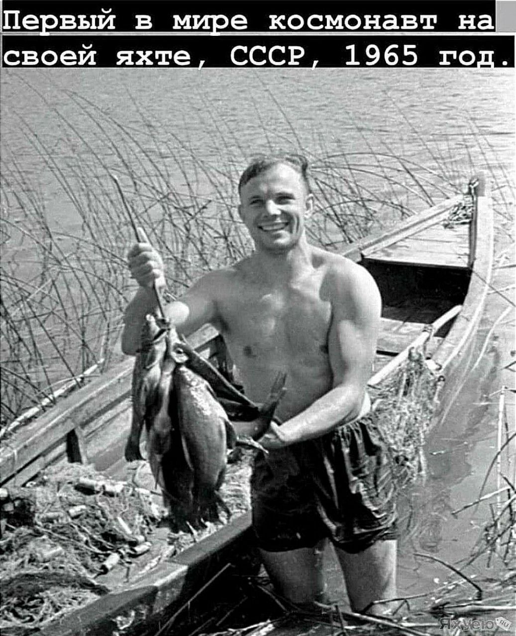 Первый в мире космонавт на своей яхте, СССР, 1965 год.