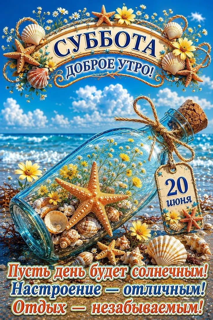 СУББОТА ДОБРОЕ УТРО! 20 ИЮНЯ Пусть день будет солнечным! Настроение — отличным! Отдых — незабываемым!