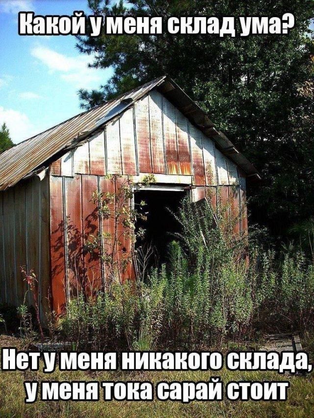 Какой у меня склад ума? Нет у меня никакого склада, у меня тока сарай стоит