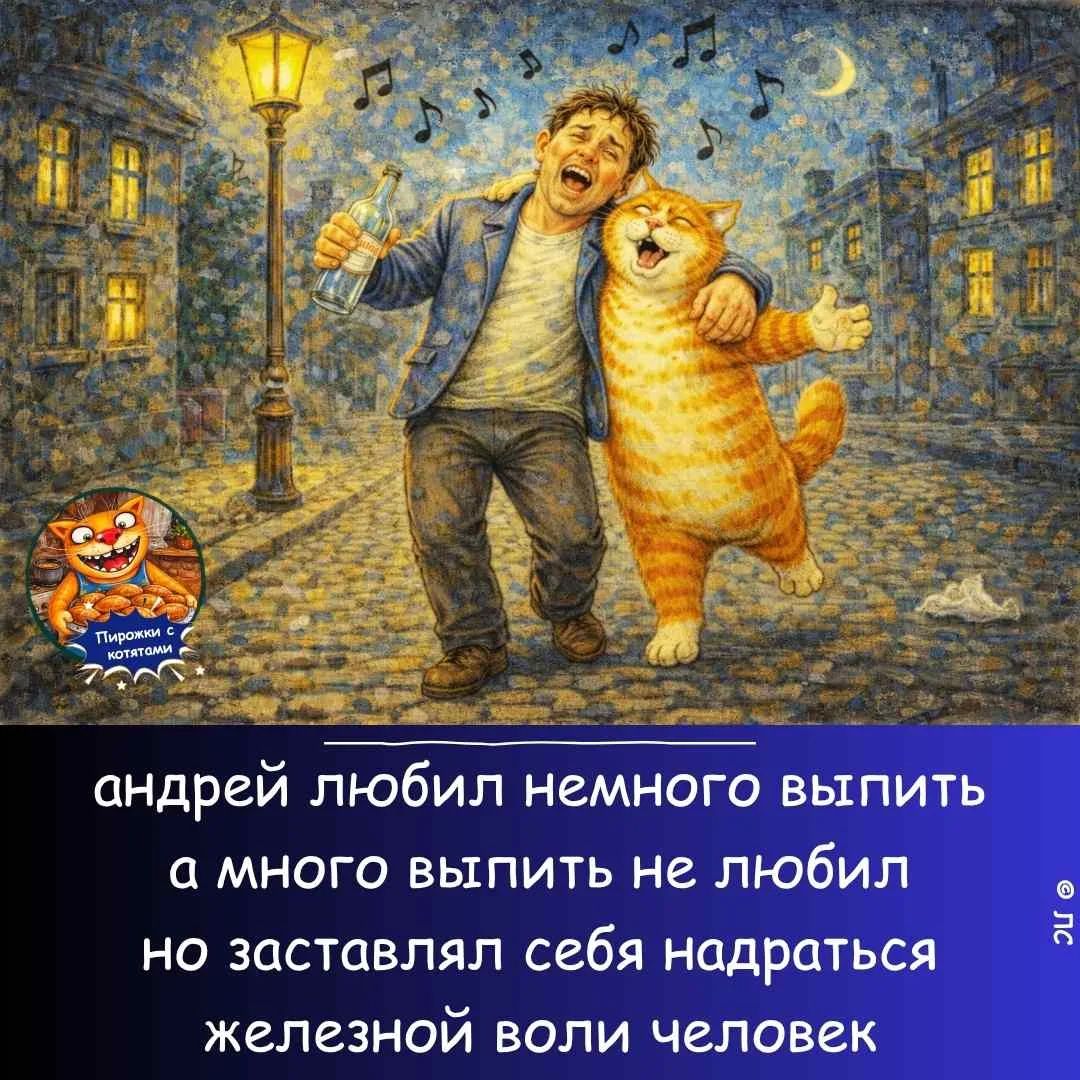 андрей любил немного выпить а много выпить не любил но заставлял себя надраться железной воли человек Пирожки с котятами