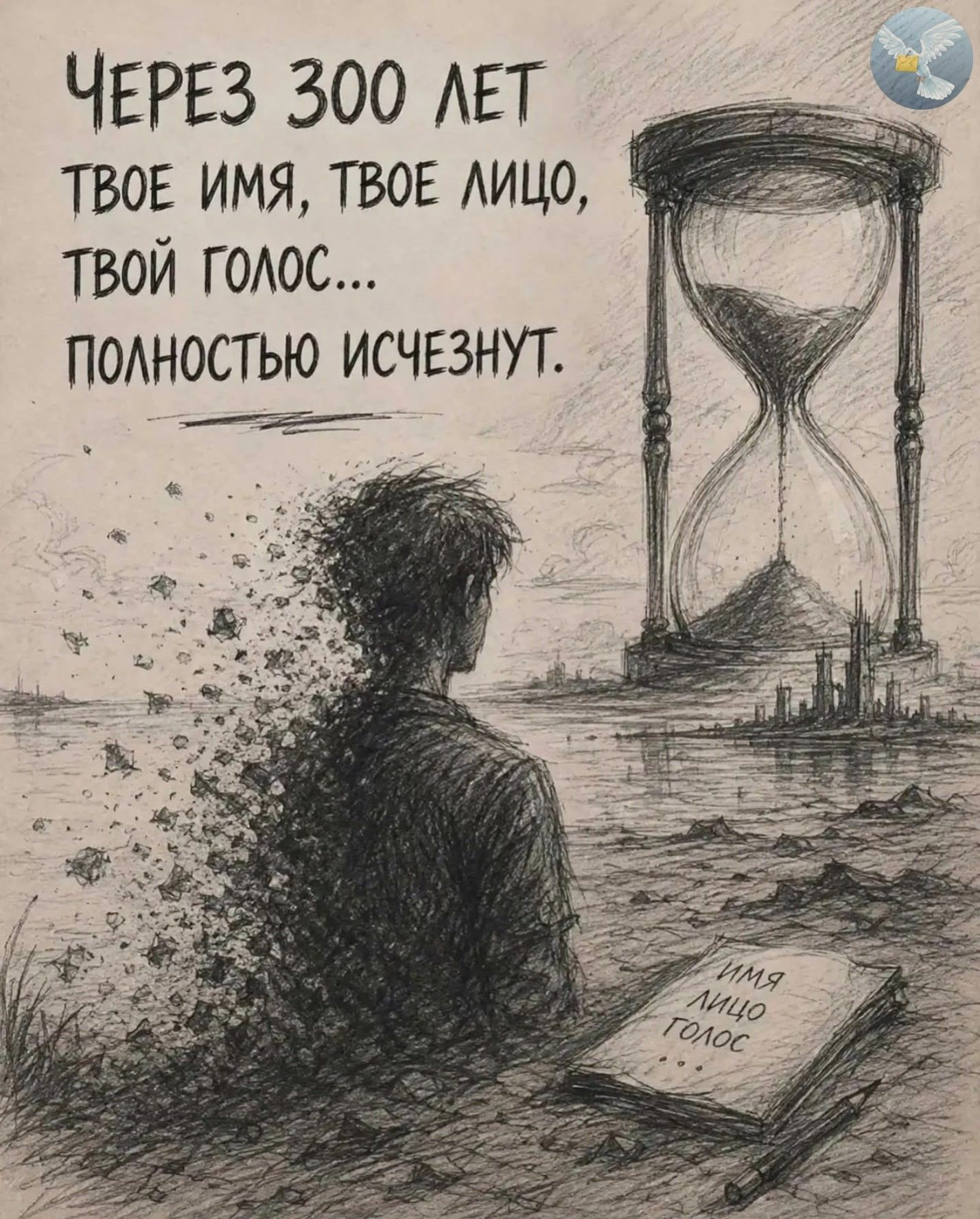 Через 300 лет твое имя, твое лицо, твой голос... полностью исчезнут. Имя лицо голос