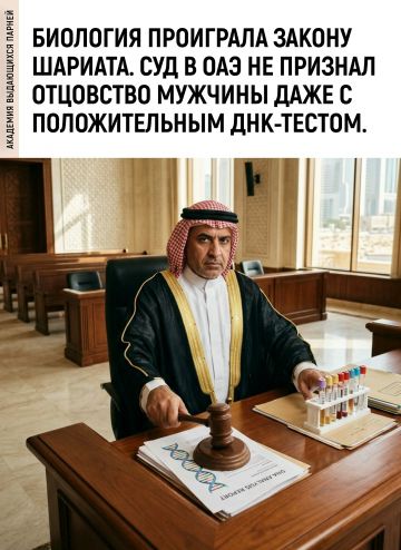 АКАДЕМИЯ ВЫДАЮЩИХСЯ ПАРНЕЙ БИОЛОГИЯ ПРОИГРАЛА ЗАКОНУ ШАРИАТА. СУД В ОАЭ НЕ ПРИЗНАЛ ОТЦОВСТВО МУЖЧИНЫ ДАЖЕ С ПОЛОЖИТЕЛЬНЫМ ДНК-ТЕСТОМ.