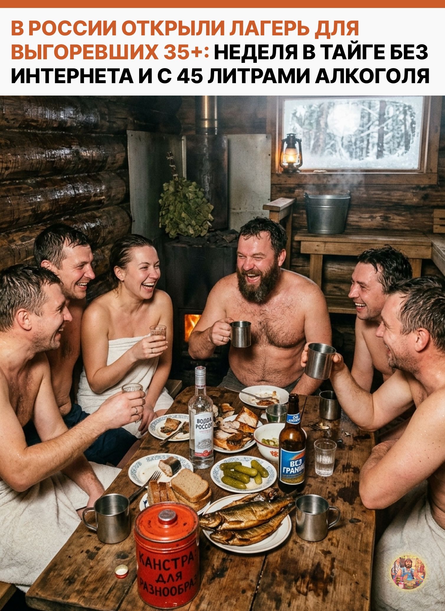 В РОССИИ ОТКРЫЛИ ЛАГЕРЬ ДЛЯ ВЫГОРЕВШИХ 35+: НЕДЕЛЯ В ТАЙГЕ БЕЗ ИНТЕРНЕТА И С 45 ЛИТРАМИ АЛКОГОЛЯ