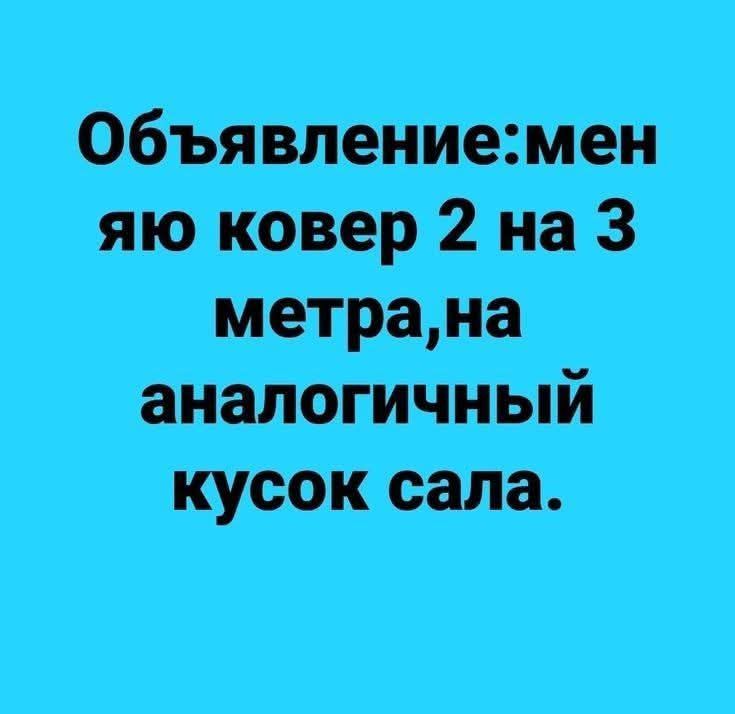 Объявление: меняю ковер 2 на 3 метра, на аналогичный кусок сала.