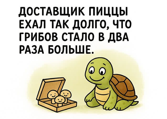 ДОСТАВЩИК ПИЦЦЫ ЕХАЛ ТАК ДОЛГО, ЧТО ГРИБОВ СТАЛО В ДВА РАЗА БОЛЬШЕ.