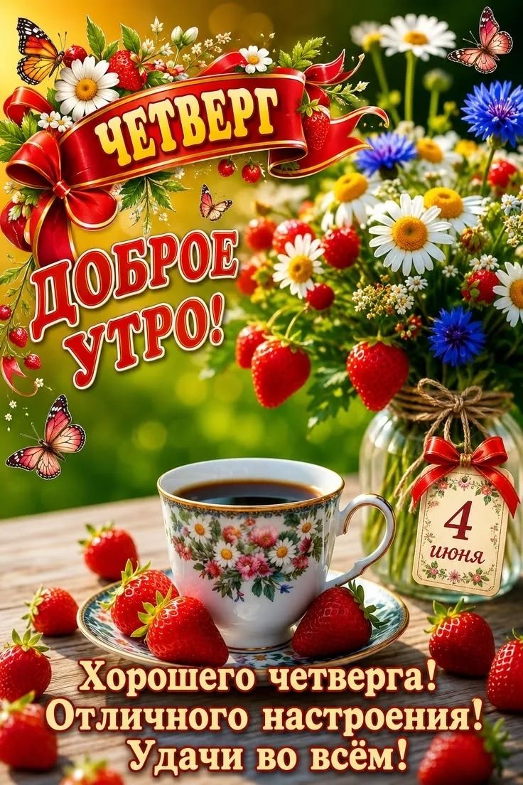 ЧЕТВЕРГ ДОБРОЕ УТРО! 4 ИЮНЯ Хорошего четверга! Отличного настроения! Удачи во всём!
