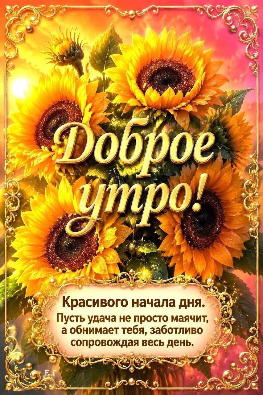 Доброе утро! Красивого начала дня. Пусть удача не просто маячит, а обнимает тебя, заботливо сопровождая весь день. Е.Г