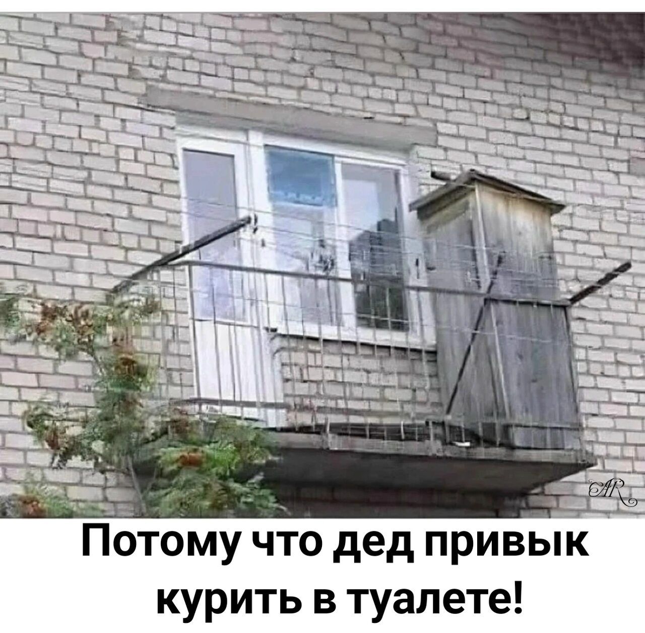 Потому что дед привык курить в туалете!