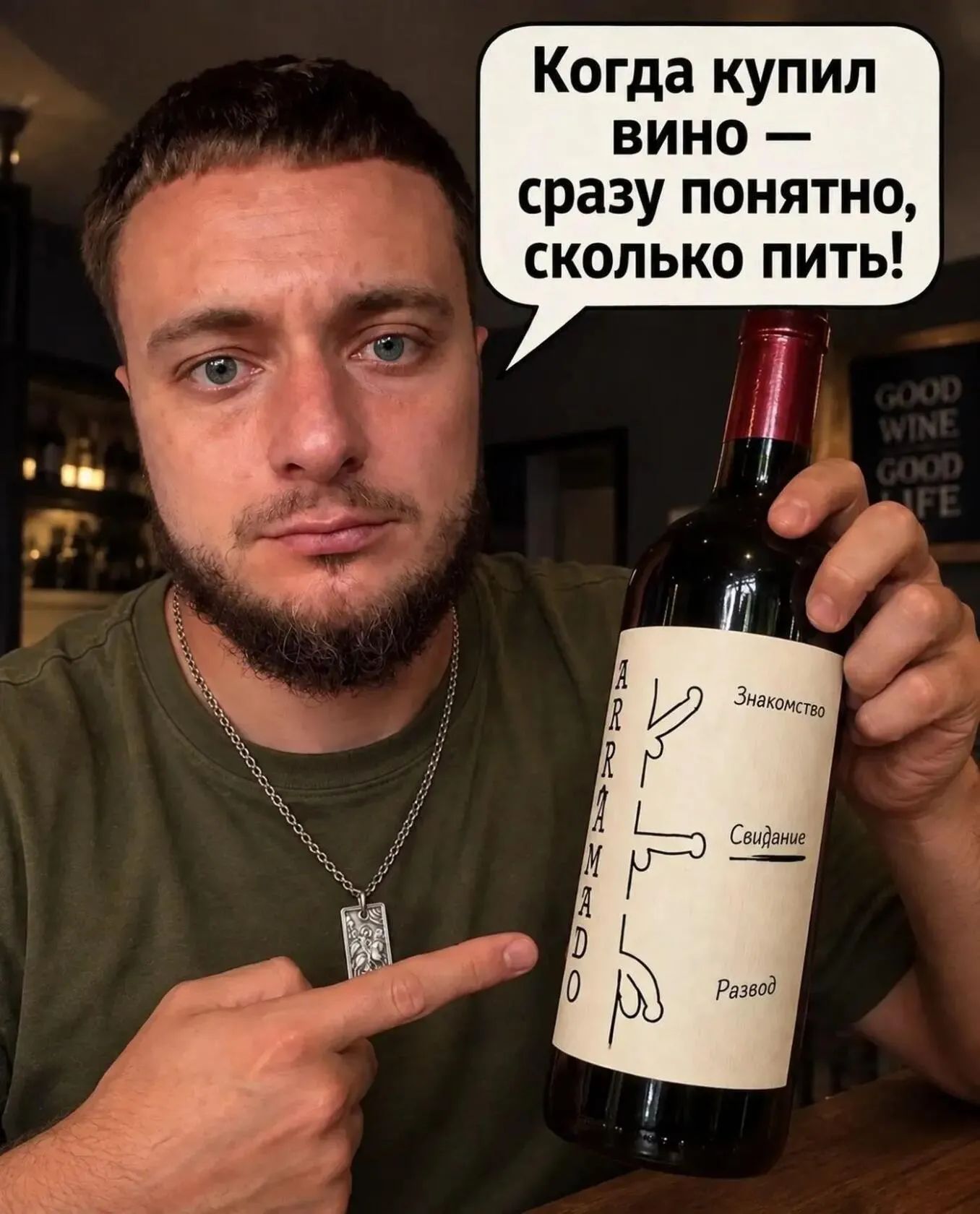 Когда купил вино — сразу понятно, сколько пить! Знакомство. Свидание. Развод.