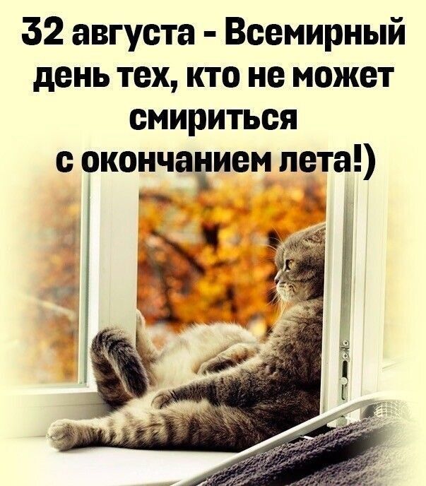 32 августа - Всемирный день тех, кто не может смириться с окончанием лета!