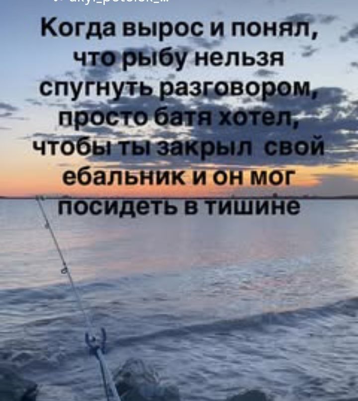 Когда вырос и понял, что рыбу нельзя спугнуть разговором, просто батя хотел, чтобы ты закрыл свой ебальник и он мог посидеть в тишине
