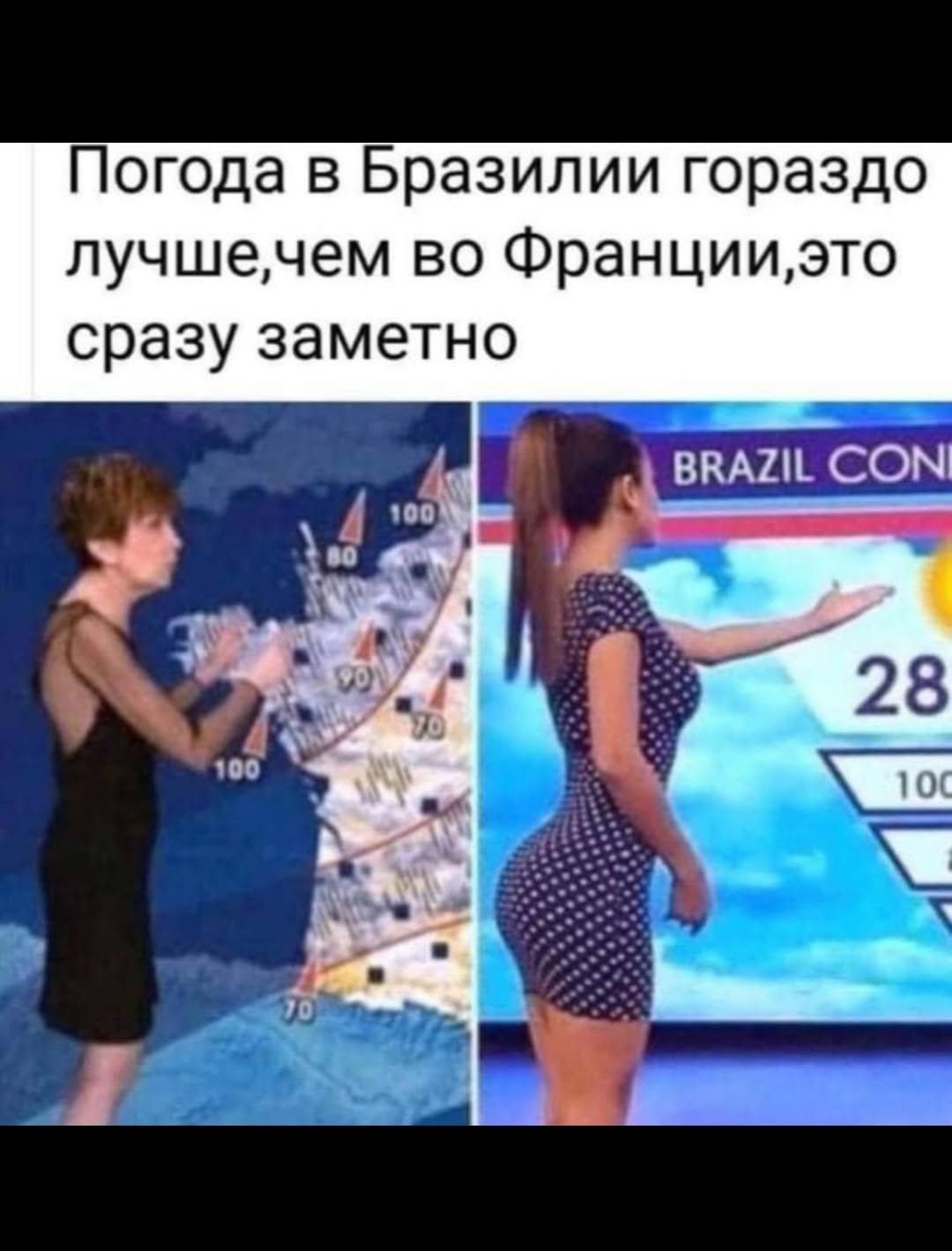 Погода в Бразилии гораздо лучше, чем во Франции, это сразу заметно