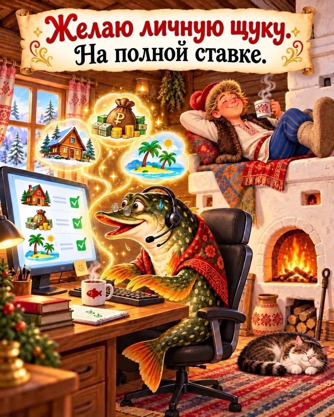 Желаю личную щуку. На полной ставке.
