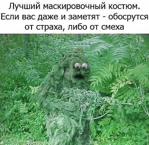 Лучший маскировочный костюм. Если вас даже и заметят - обосрутся от страха, либо от смеха
