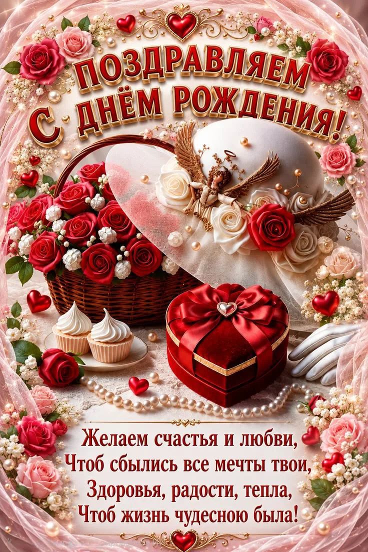 Поздравляем с днем рождения! Желаем счастья и любви, Чтоб сбылись все мечты твои, Здоровья, радости, тепла, Чтоб жизнь чудесною была!