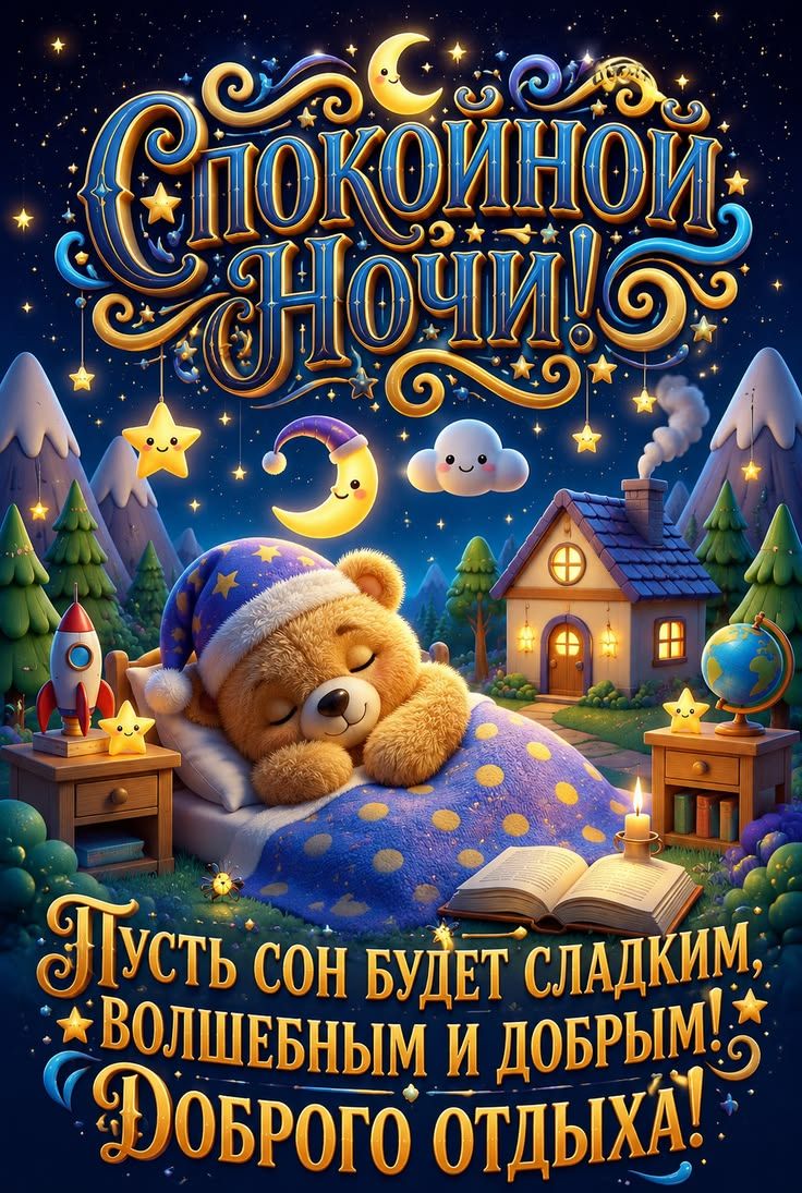Спокойной Ночи! Пусть сон будет сладким, волшебным и добрым! Доброго отдыха!