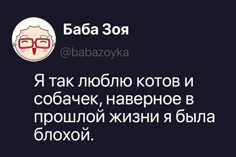 Баба Зоя @babazoyka Я так люблю котов и собачек, наверное в прошлой жизни я была блохой.