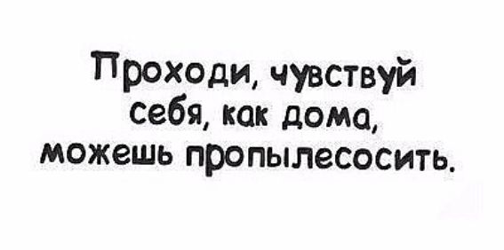 Проходи, чувствуй себя, как дома, можешь пропылесосить.